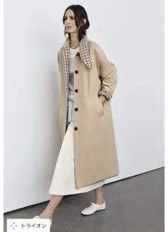 タグ付き新品★ZARAのリバーシブルチェック柄トレンチコート★XSサイズ★完売品