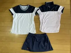 【美品】レディース　エレッセ　テニスウェアセット ホワイト/ネイビー