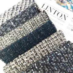 【LINTON 】リントンツイード　サンプルセット　グレー～ブルーグレー系