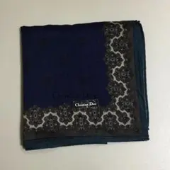 【未使用】 Christian Dior ハンカチ スカーフ ネイビー