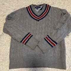 Tommy Hilfiger グレー ケーブルニット Vネック