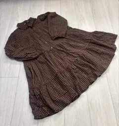 ZARA 茶色・黒ギンガムチェック　チュニック