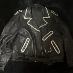 FAST LANE ダブルライダースジャケット M 黒白 ロック バイカー 古着