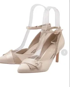 結婚式・同窓会・食事会にビジュー付きフロントリボングリッターコンビパンプス送料込