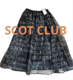 スコットクラブ　オーガンジーロゴスカート　ブラック　美品のサムネイル