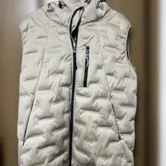 ベージュ フード付き ダウンベスト 3L