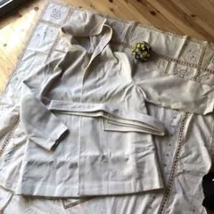 新品　オフホワイト　一重フード付きコート