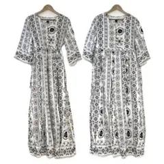 インド風 ホワイト 花柄 ロングワンピース エスニック アジアン ★新品未使用★