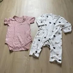 ベビー ロンパース 2点セット ピンク ハート柄