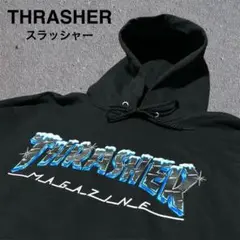 新品 THRASHER スラッシャー ロゴ プルオーバー パーカー 黒 Mサイズ