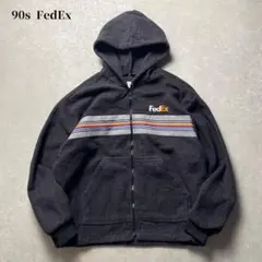 シロクマ様専用FedEx フルジップフリースパーカーグレーフェデックス企業ロゴジ