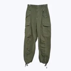 チャオパニック カーゴパンツ カーキ ミリタリー 裾ドローコード ワイドパンツ