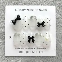 フレンチガーリー　ドット　リボン　ネイルチップ　10個セット