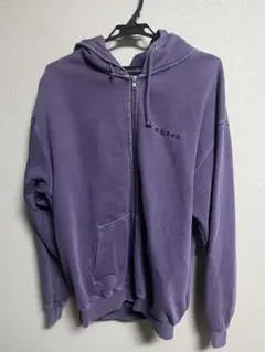 XLARGEパープル LAロゴ刺繍 ジップアップパーカー