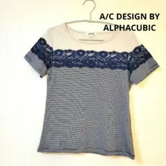 A/C DESIGN BY ALPHAC UBIC　レースボーダーカットソー半袖のサムネイル