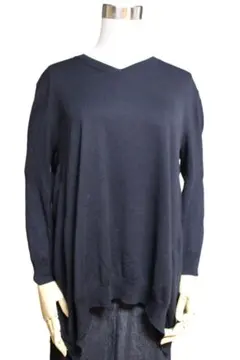 LANVIN en Bleu リボン付きニットチュニック　ブラック38 ris