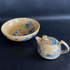 清水焼　京焼　花結晶　深鉢　深皿　酒瓶　酒器　醤油さし　2点セットのサムネイル