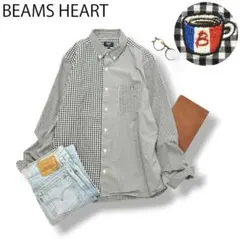 ビームス ハート 長袖 切替 ボタンダウン シャツ XL ギンガム チェック柄