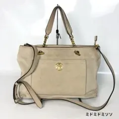 トリーバーチ チェルシー スエード サッチェル 2way ハンドバッグ ベージュ