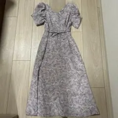 花柄パフスリーブロングワンピース