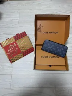 【ワンオーナー】ルイヴィトン シャドウ ヴェルディカル ネイビー 長財布 メンズ