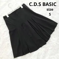 C.D.S BASIC/シーディーエスベーシックタックプリーツ膝丈スカート綺麗め