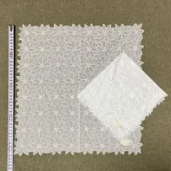 フローラルイヴ 花柄 刺繍 レース 白 ホワイトハンカチ × 2 綿100%