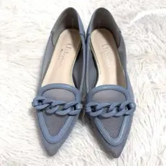 美品　artemis by diana フィッシュネットチェーンフラットシューズ