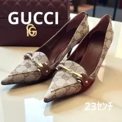 足元がエレガント❣️GUCCI ポインテッドトゥパンプス ベージュ・ブラウン