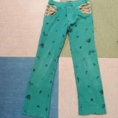 緑色 プリント柄 ロングパンツ 130cm