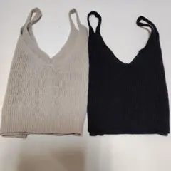 リブ編み Vネック ビスチェ 2色セット