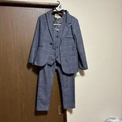 グレー チェック スーツ ベスト 3点セット 蝶ネクタイ付き