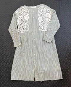 スーパーハッカ⭐︎ストライプ前開きワンピース