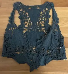 Studio Clipスタジオクリップ 花柄ベスト ネイビー フリーサイズ