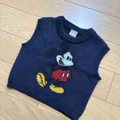 petit main ミッキー ニットベスト ネイビー 70cm