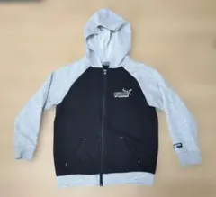 PUMA パーカー 黒 グレー 140