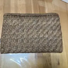 未使用保管品】山葡萄 花結び編み 細網代編み クラッチバッグ 大