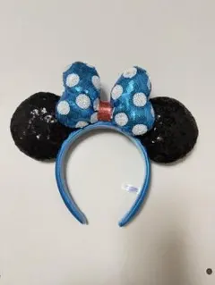 ミッキー耳カチューシャ 青いドット