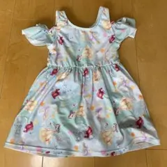 ディズニープリンセス柄 ワンピース 水着 130 エメラルドグリーン