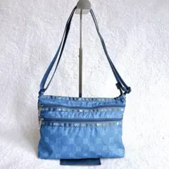 【美品】レスポートサック　ショルダーバッグ2way デニム地柄　ロゴ柄　斜めがけのサムネイル