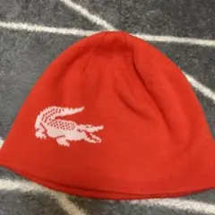 LACOSTE オレンジ ニット帽 フリーサイズ