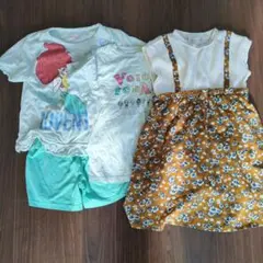 4*マ様 子供服　女の子　花柄サロペットドレス他　3点セット 110cm　夏服