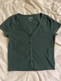 Hollister ダークグリーン ミニt ピチt カットソー　ロゴのサムネイル