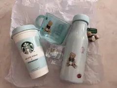 スタバ×ジェラピケ　ミントグリーン　タンブラー　グラスマグ　3点セット