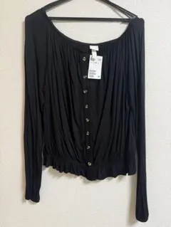 H&M 黒 長袖シャツ M ボタン付き