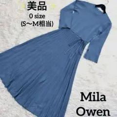 ✨美品✨Mila Owen ウエストリボン プリーツ ニットワンピース S〜M
