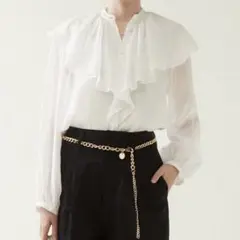 美品✨ マルティニーク　ラミー ラッフルブラウス　麻 リネン　2.6万　2023