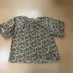 ミナペルホネンskip半袖ブラウスMゆったりめ ダークグリーンマリーゴールド花 ミナペルホネンskip半袖ブラウスMゆったりめ ダークグリーンマリー