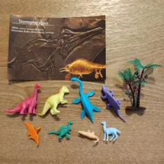 【まとめ売り】恐竜 ミニ フィギュア 8体 木の模型 ポストカード 1枚 セット