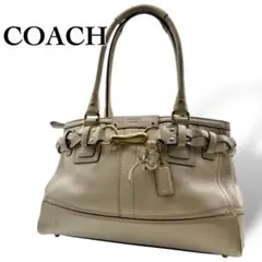 美品 COACH ハンドバッグ チャーム付 レザー ホワイト y2k